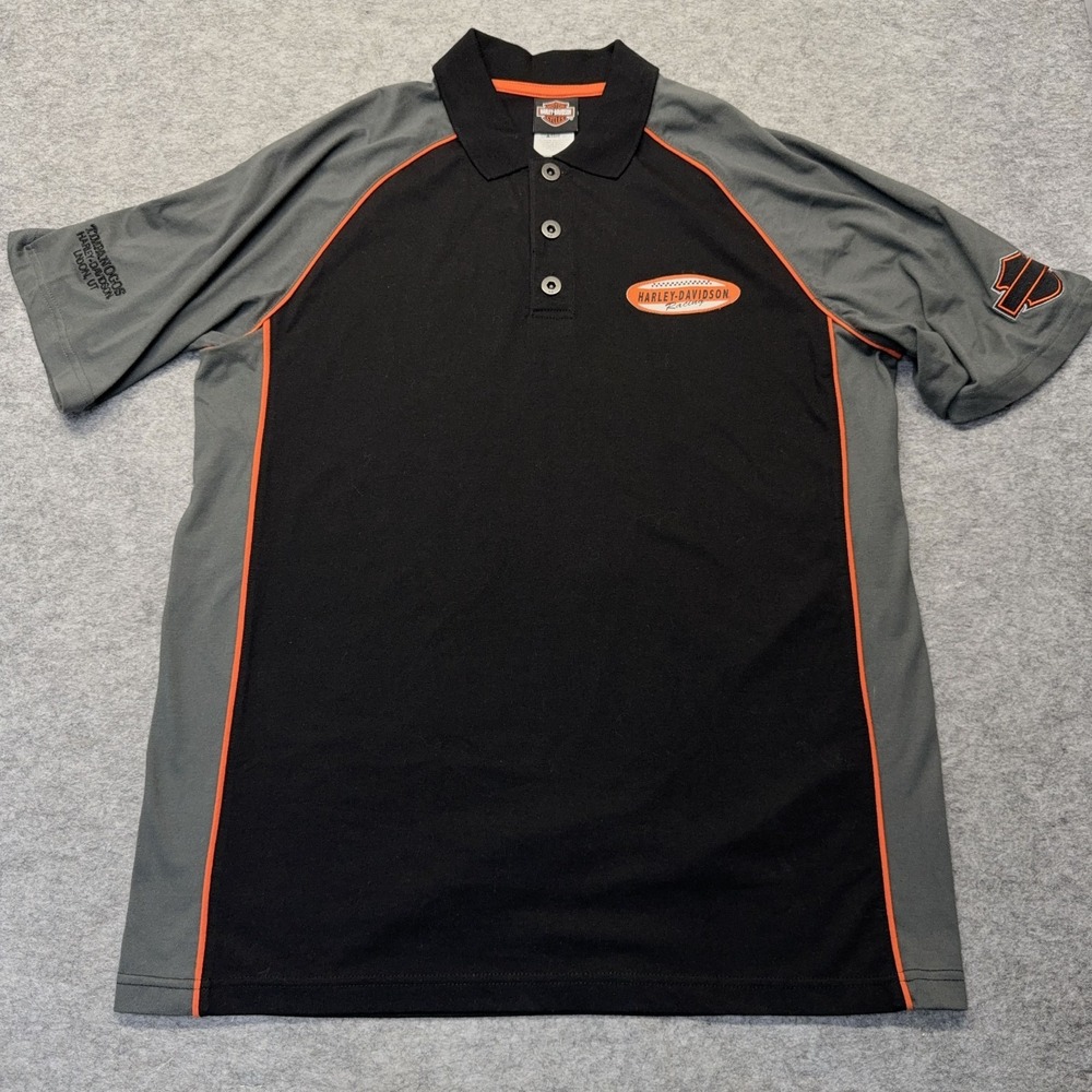 Harley-Davidson Polo Shirt Men's L Black Gray Short Sleeve Timpanogos Motorcycle
